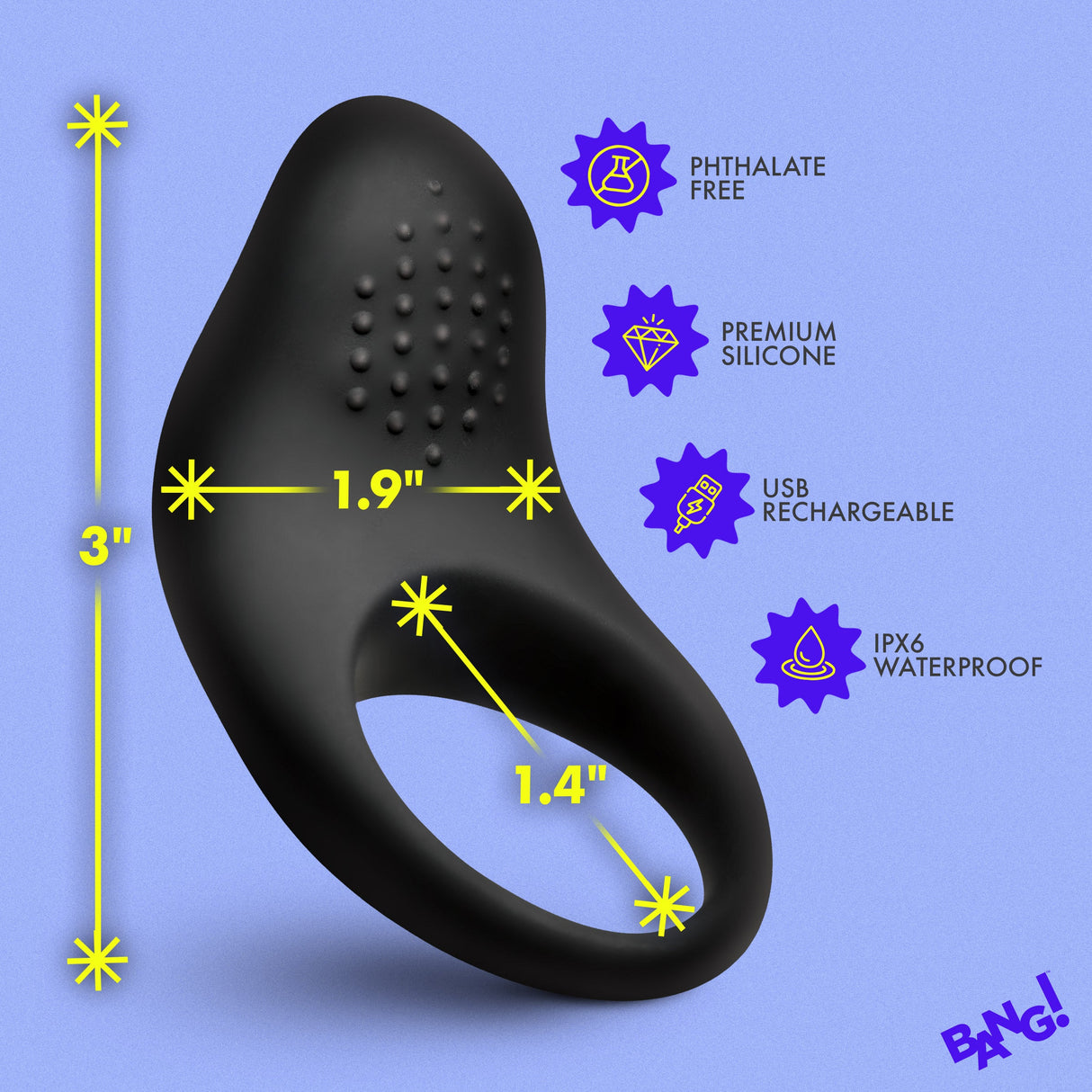 Bang Vibrating Silicone Cock Ring Black