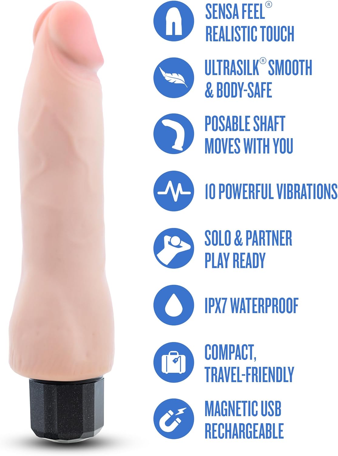 Aunaturel 8.75” Vibrating Dildo - Beige