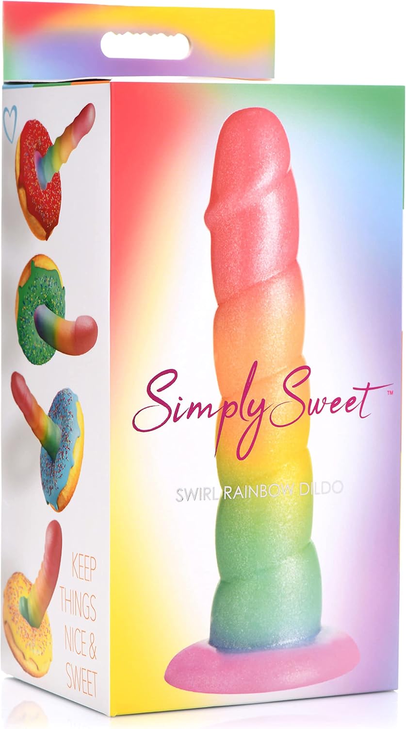 Simply Sweet Swirl Rainbow Dildo 6”