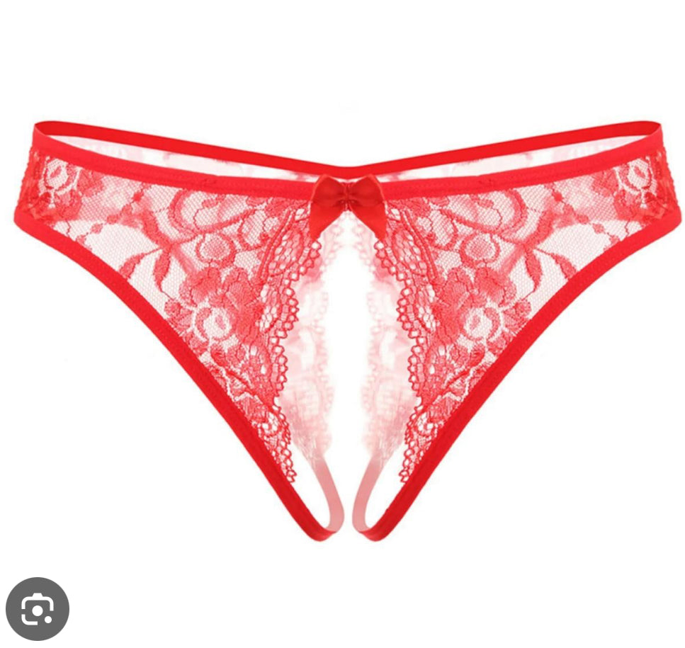 Red Letrista Open Crotch Panty XL