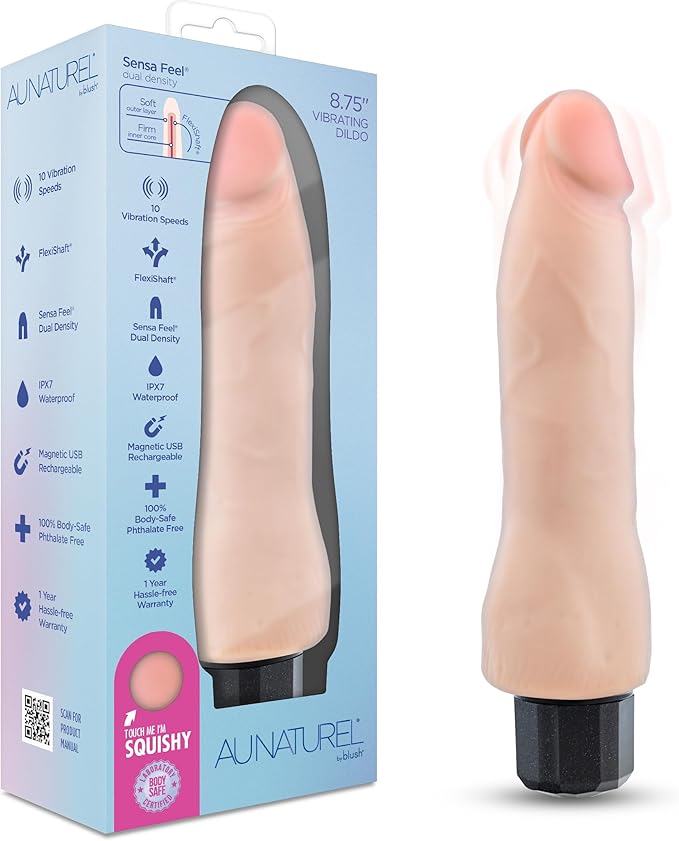 Aunaturel 8.75” Vibrating Dildo - Beige