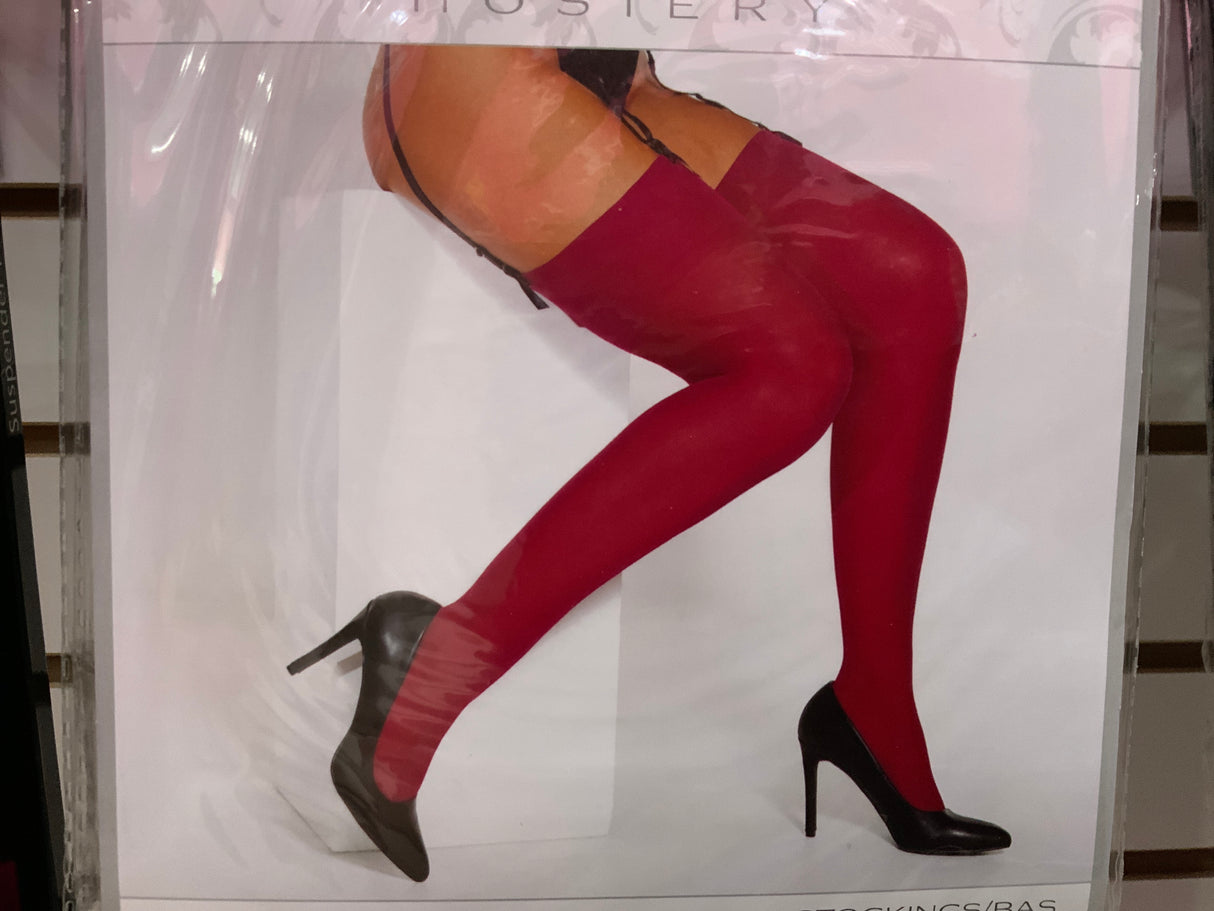 Coquette Red Opaque Stocking o/s