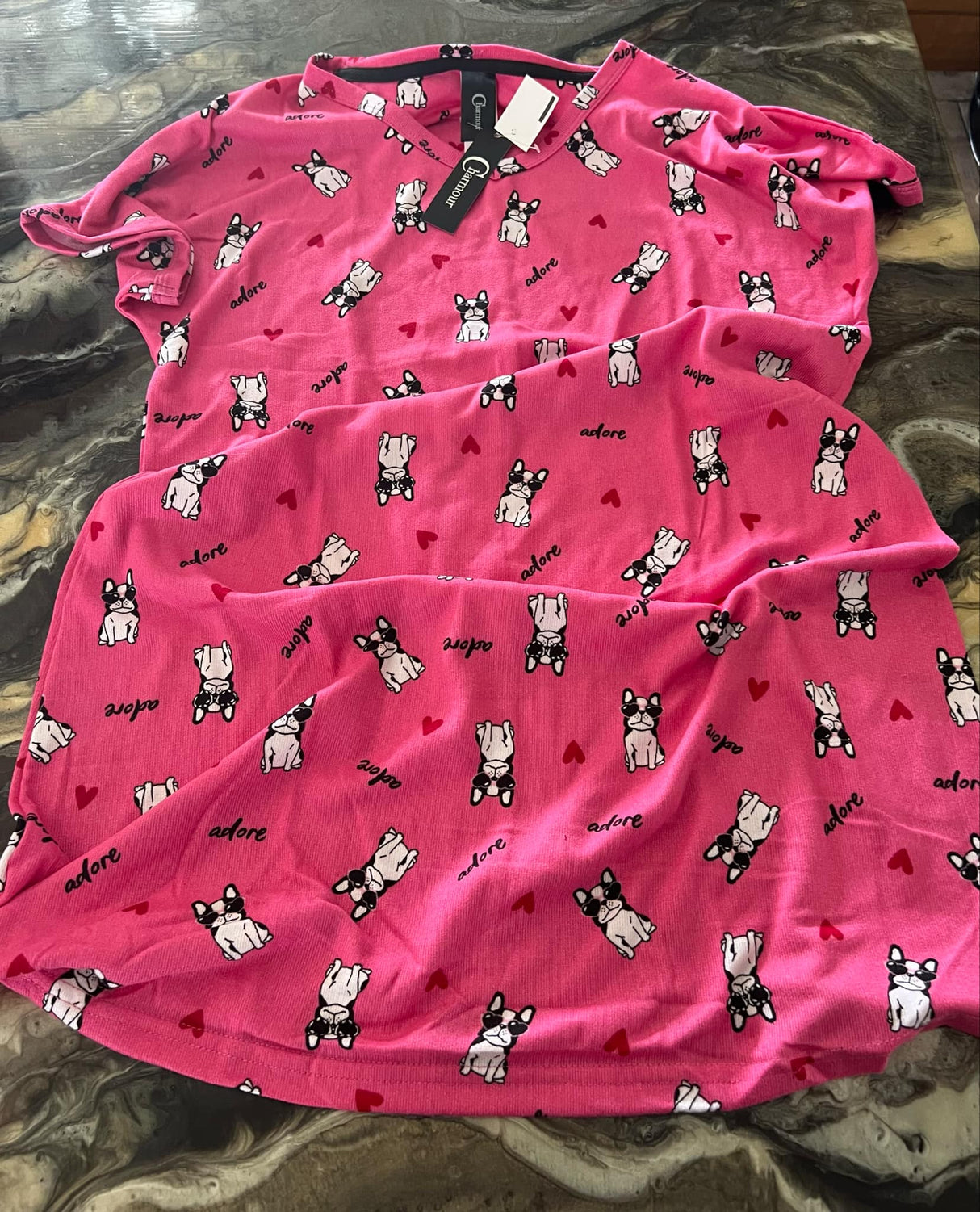 PINK FRENCH BULLDOG NIGHTGOWN SIZE M