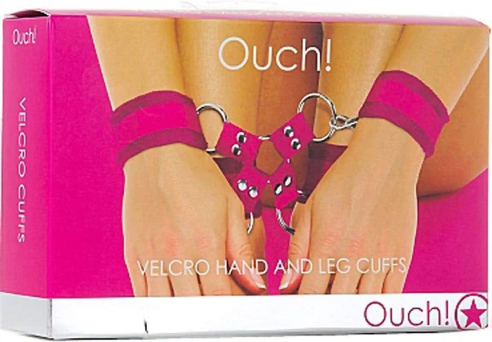 Ouch! Velcro Hand and Leg Cuffs, Pink DAMAGED BOX