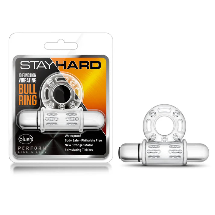 Stay Hard - 10 Function Vibrating Mega Bull Ring - Clear Stay Hard