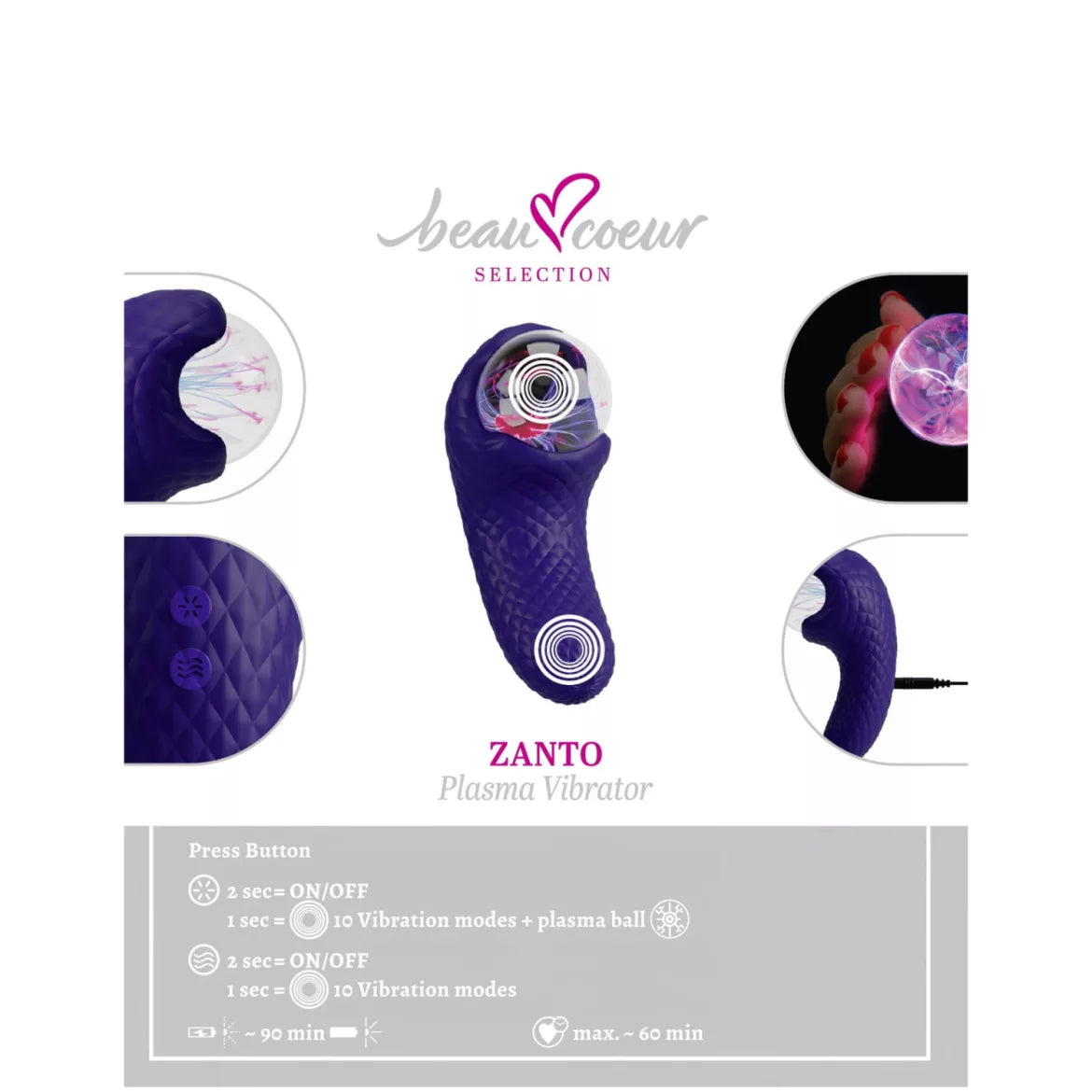 Beau Coeur Zanto Plasma Vibrator