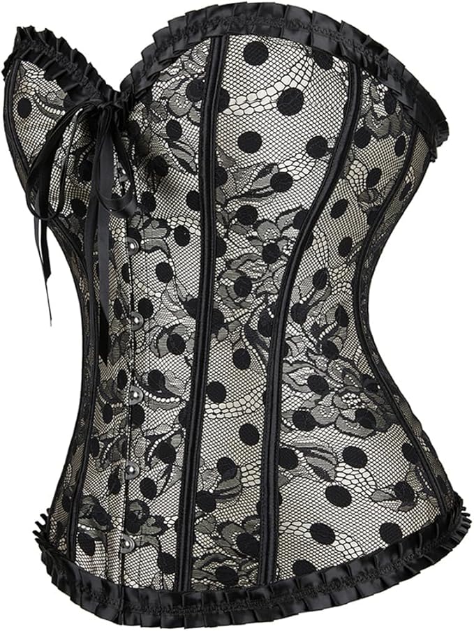 Sensual Boutique Lace and Polka Dot Corset M