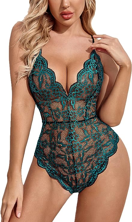 GREEN AND BLACK Teddy Bodysuit in 3XL