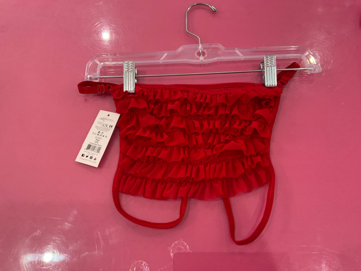 Coquette Red Ruffle Bum Crotchless Panty O/S