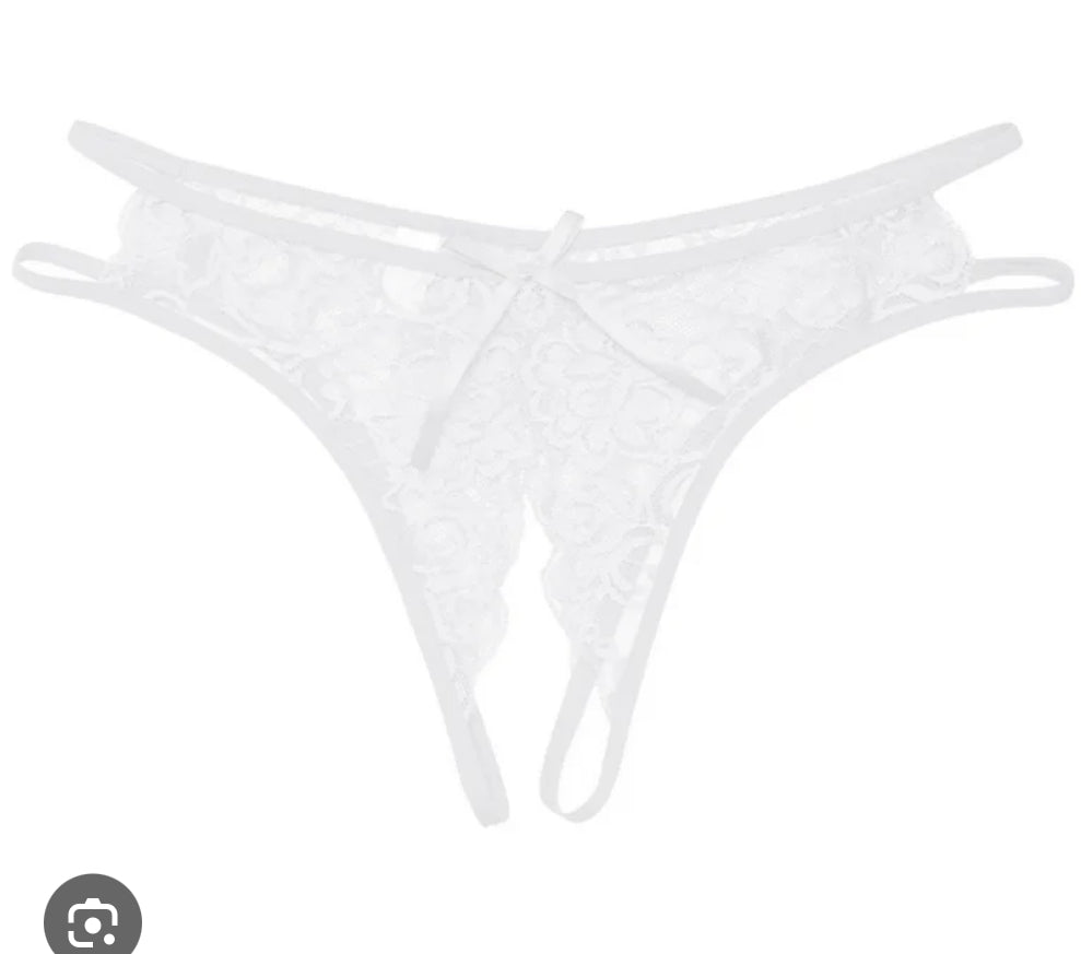 White Letrista Open Crotch Panty XL