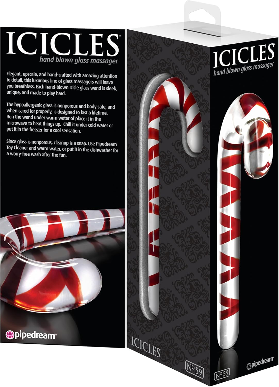 Icicles Candycane Handblown Glass Massager