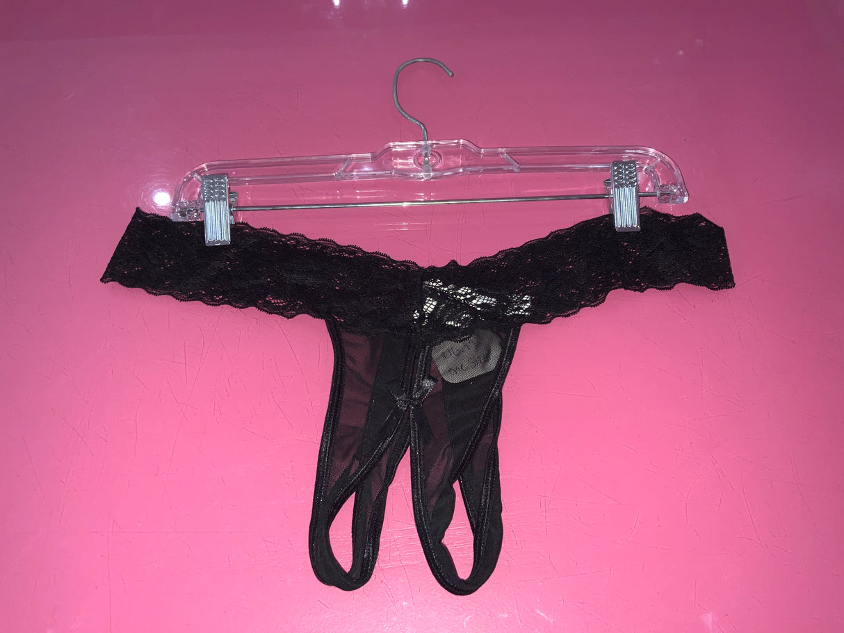 Coquette Black Lace crotchless panty Q/S