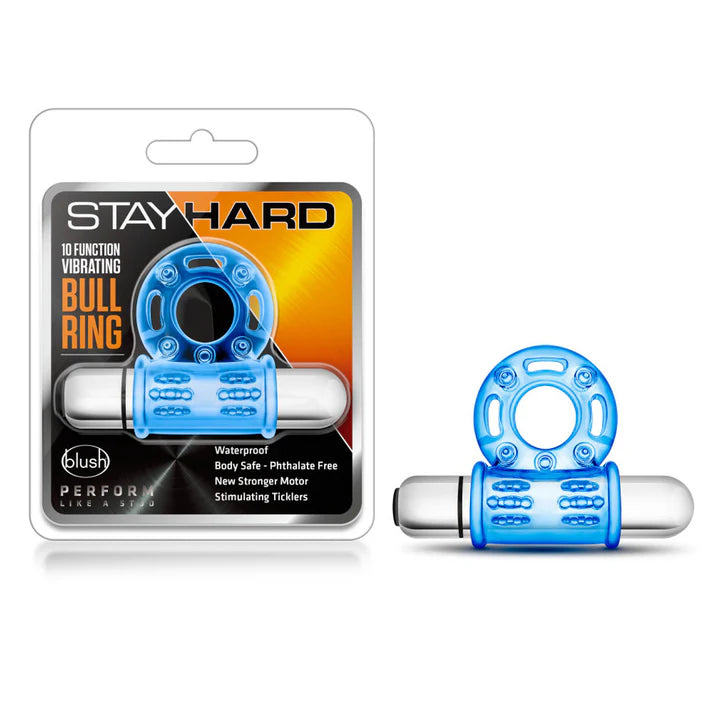 Stay Hard - 10 Function Vibrating Bull Ring - Blue