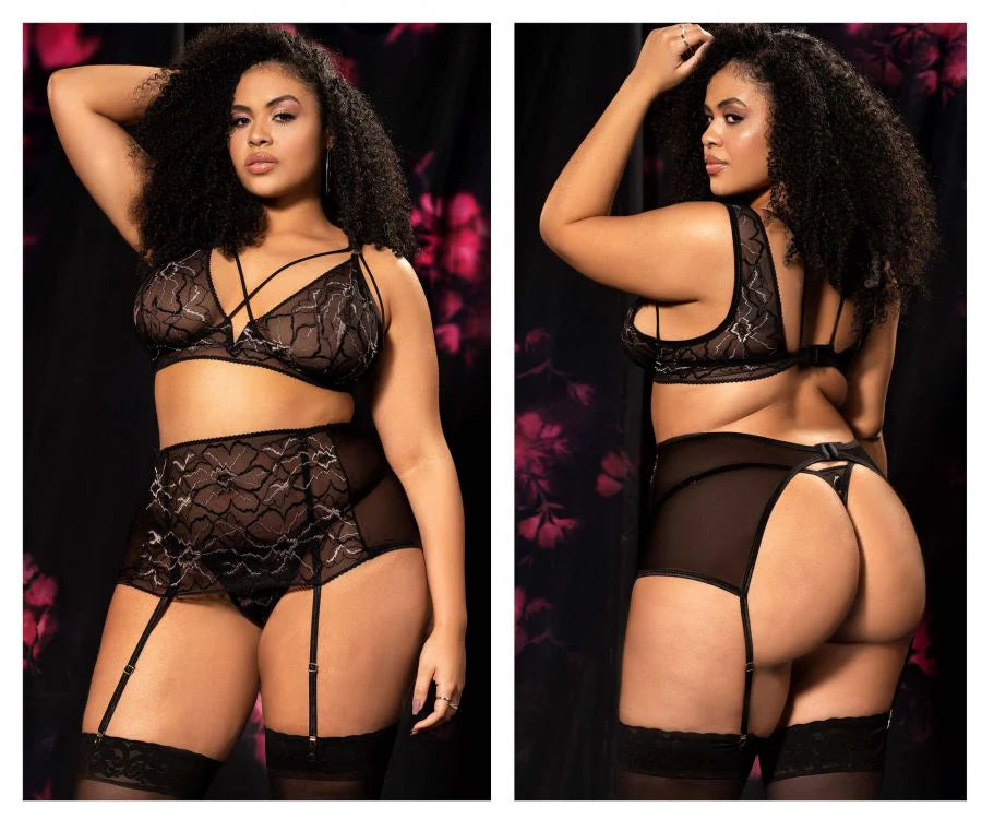 Mapale 3 Piece Set in Black & Silver 1X/2X