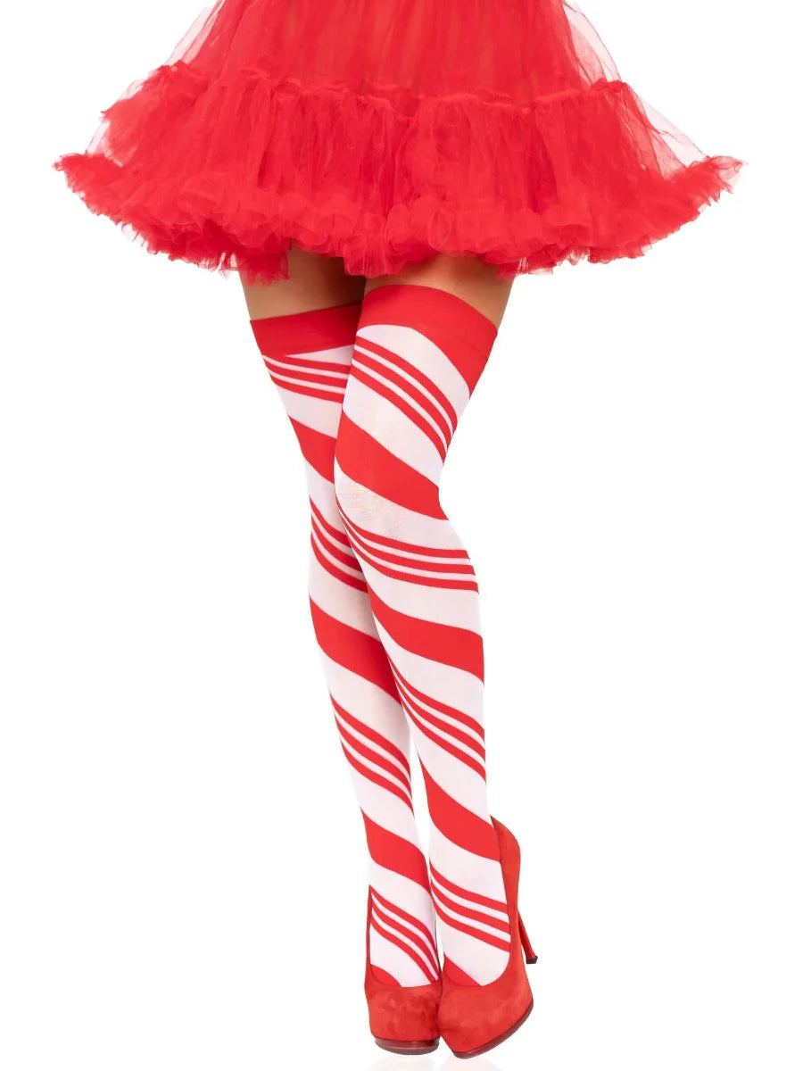 Legs Avenue Candy Cane Thigh Highs o/s