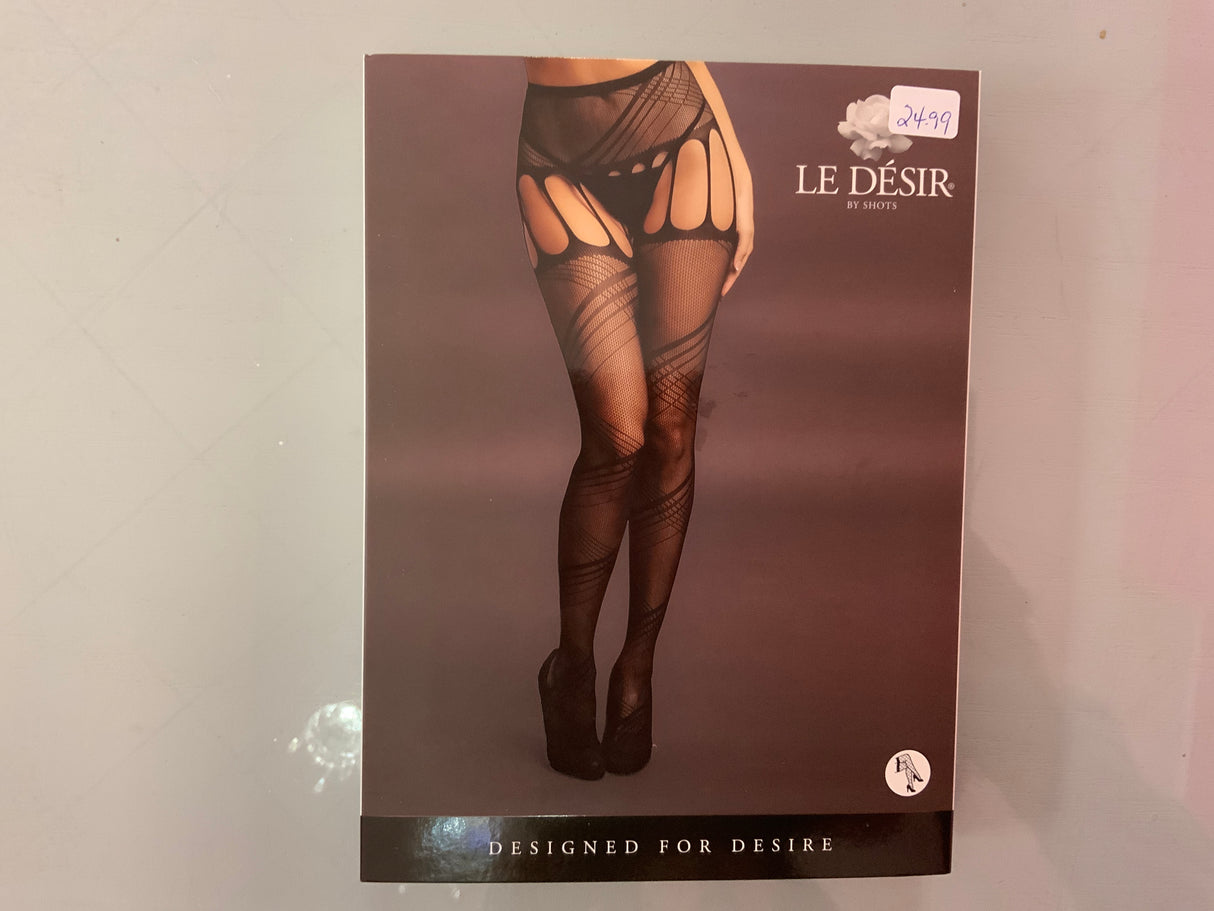 Le Desir crotchless cut-out pantyhose black O/S