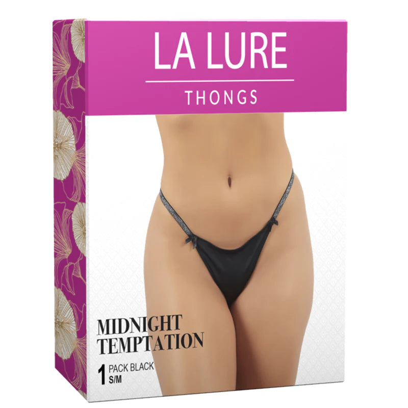 La Lure Midnight Temptation Black Shiny Thong S/M