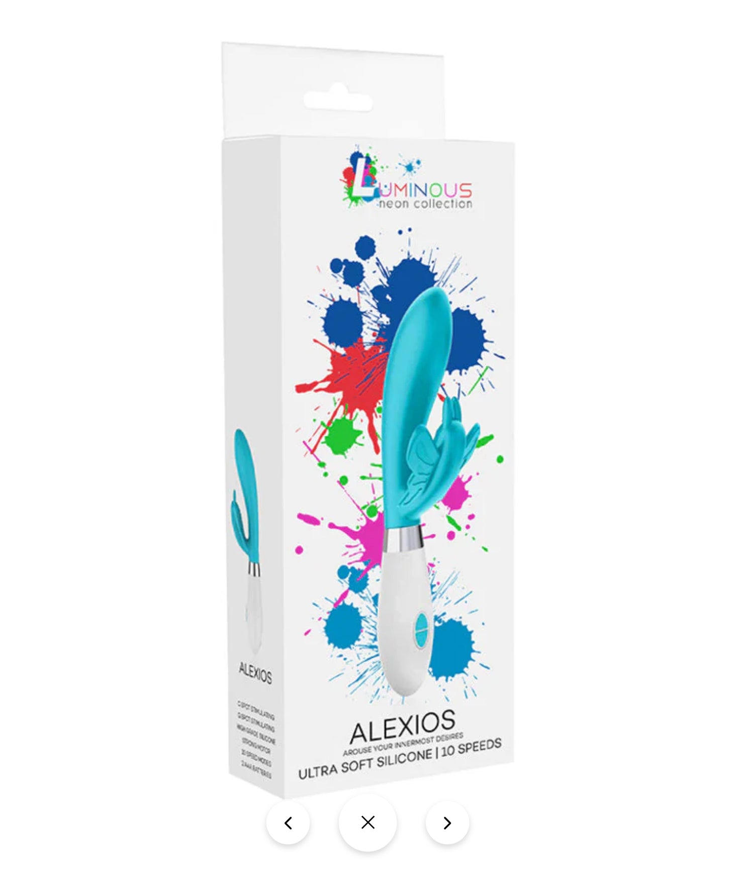 Luminous Alexios 10-Speed Silicone Dual Stimulation Vibrator Turquoise