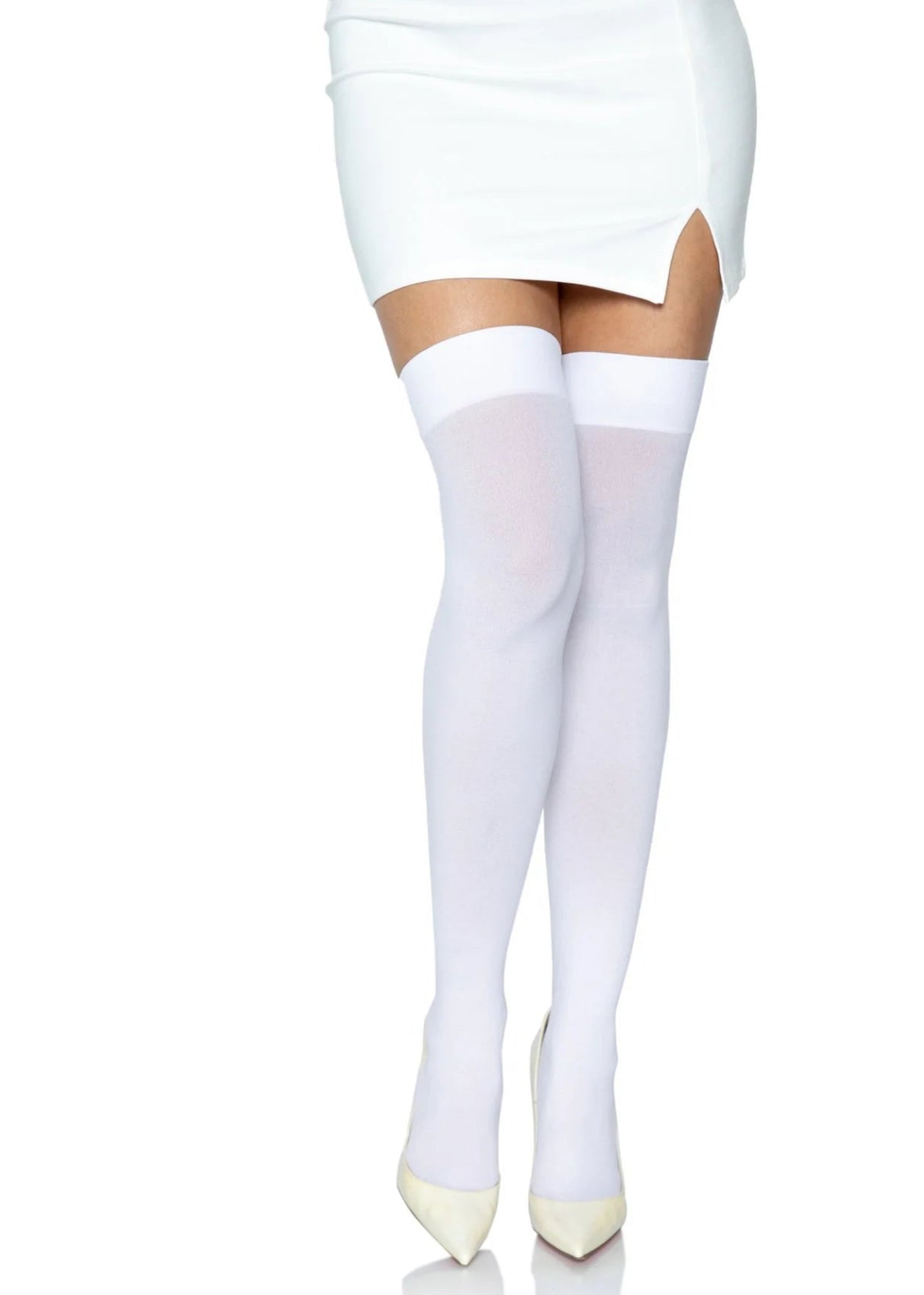 White opaque thigh highs
