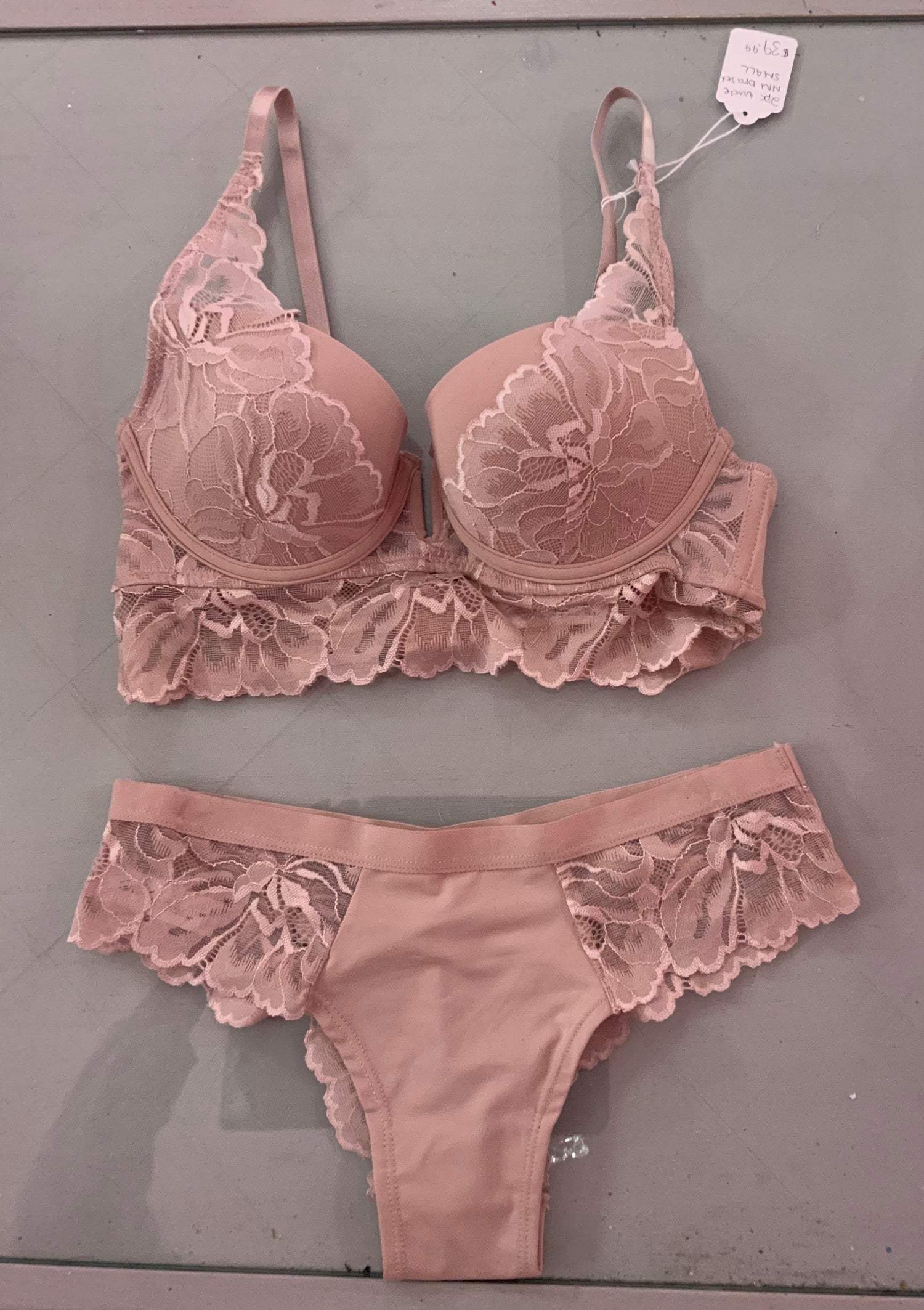 2 pc Pale Pink MM Brat/Panty set SMALL