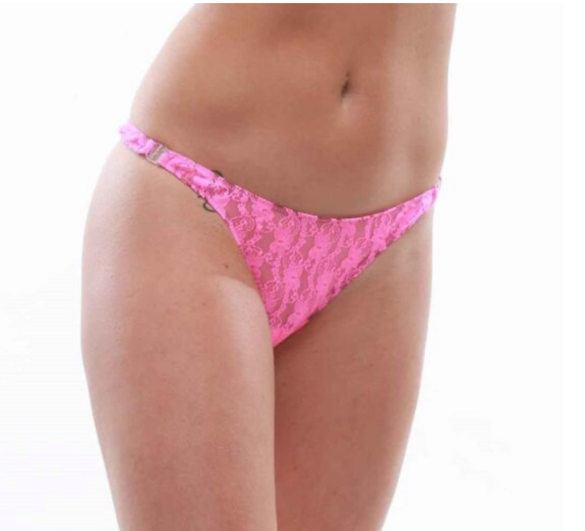 Pink Lace Detachable Thong Pink O/S