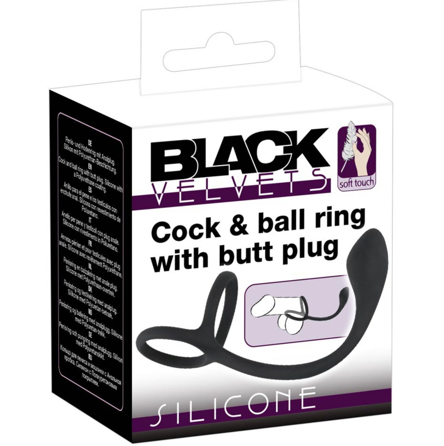 Black Velvets Cock & Ball Ring w/ Plug