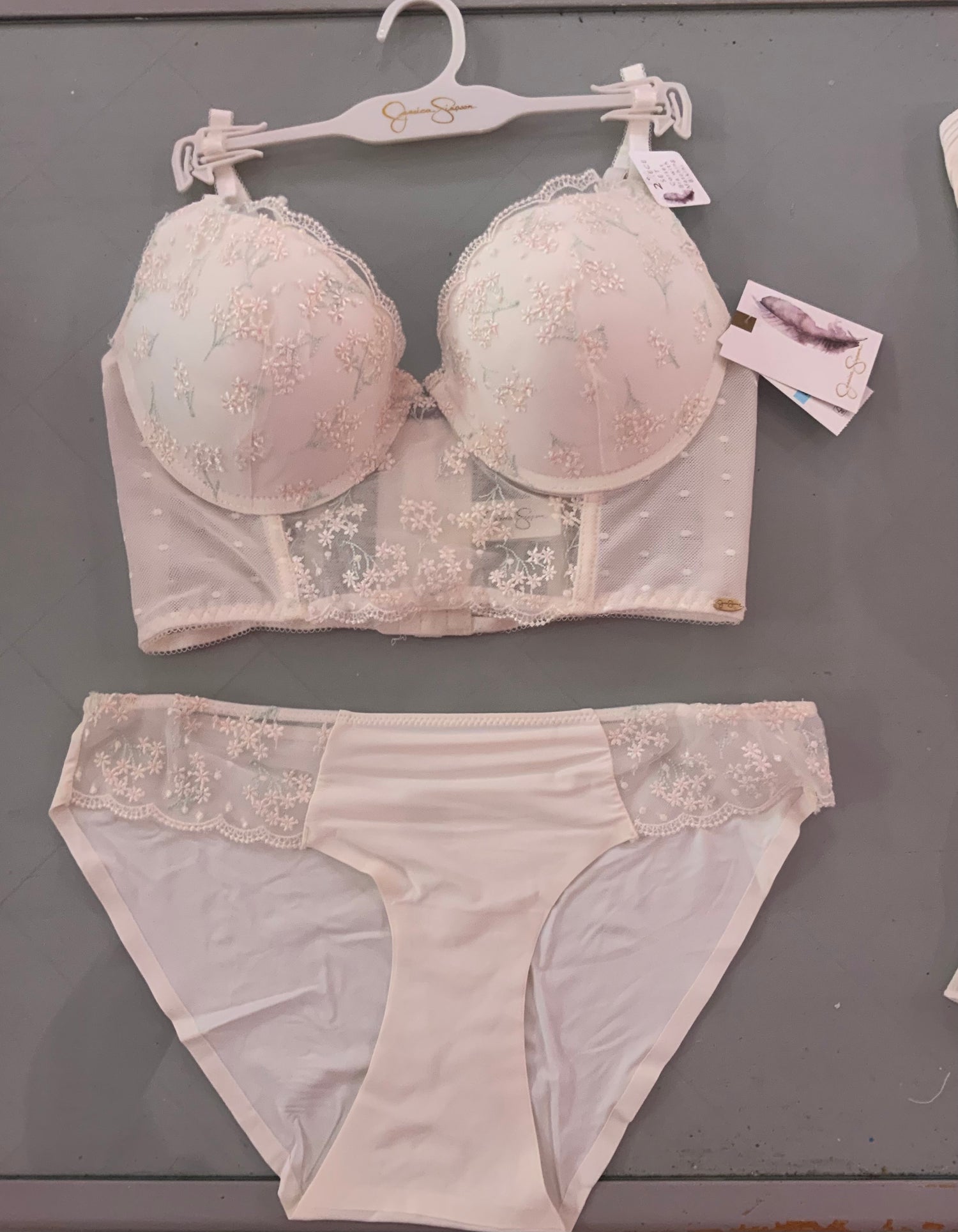 2 pc Jessica Simpson corset bra+panty set LARGE