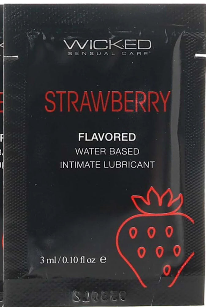 Wicked strawberry flavoured water based lube 3ml packet