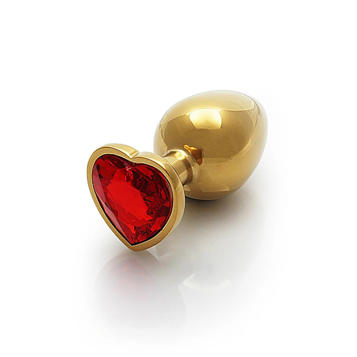 Ouch! Gold+Red Metal heart shaped butt plug- LG