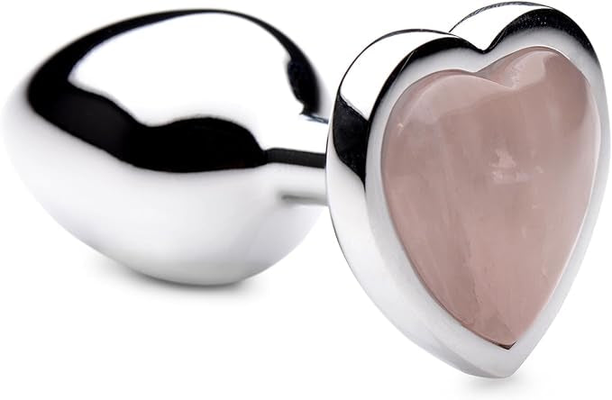 Booty Sparks Gemstones Butt Plug Large - Rose Quartz Heart
