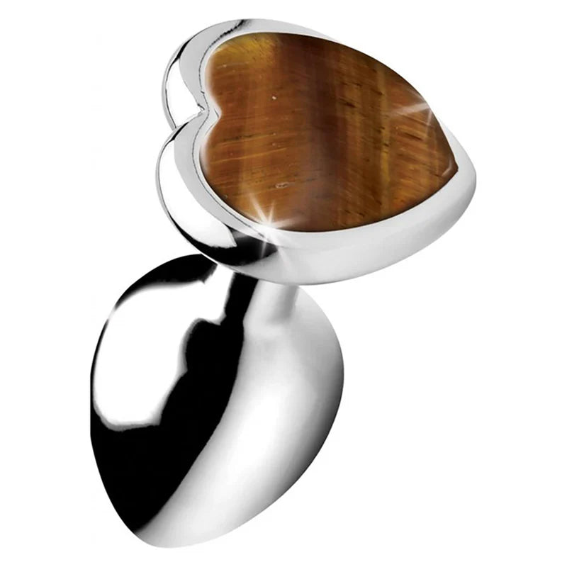 Booty Sparks Gemstone Large Anal plug - Tiger Eye Heart