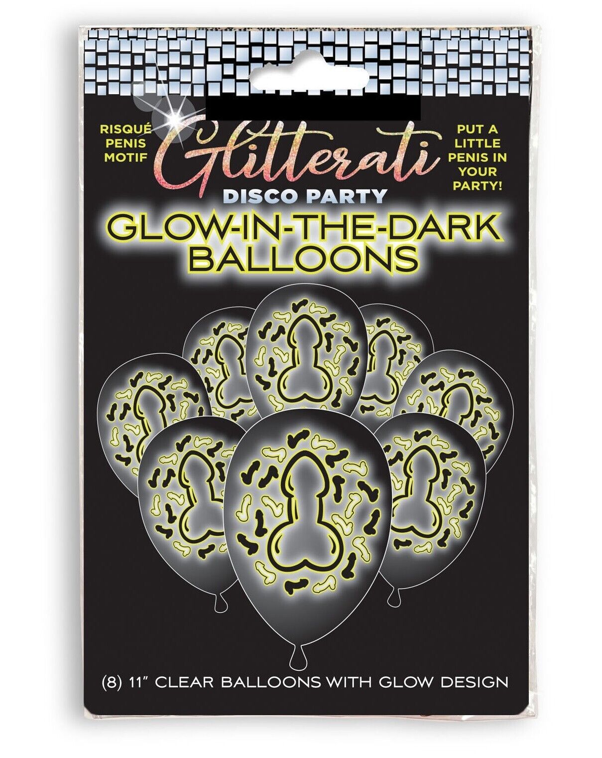 Glitterati Glow in the dark Penis Shaped Bachelorette Ballons