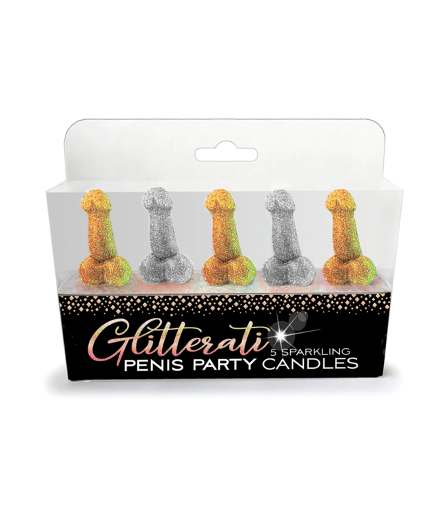 Glitter Penis Party Candles - Gold & Silver 5pk