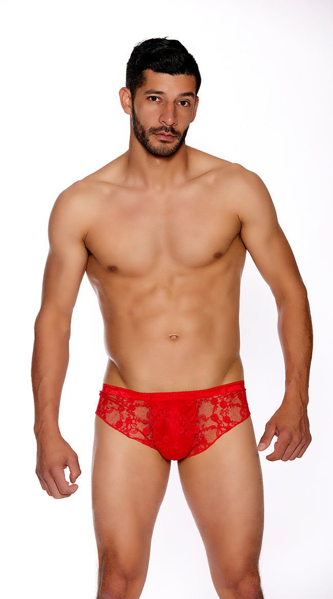 Mens Sexy Lace Brief RED - SM/MED