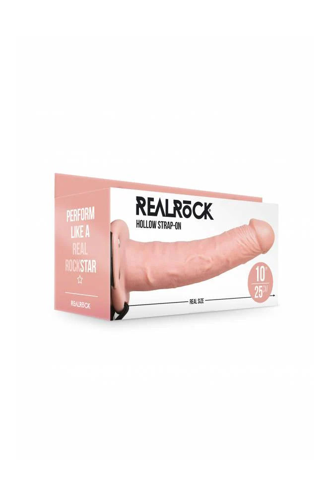 RealRock Vibrating Hollow Strap-on 10” -Flesh