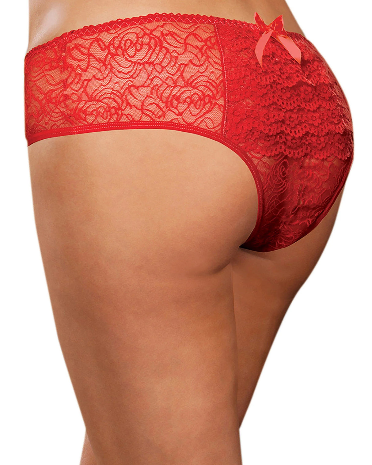 Dream girl Lace Ruffleback crotchless panty RED 3x/4x
