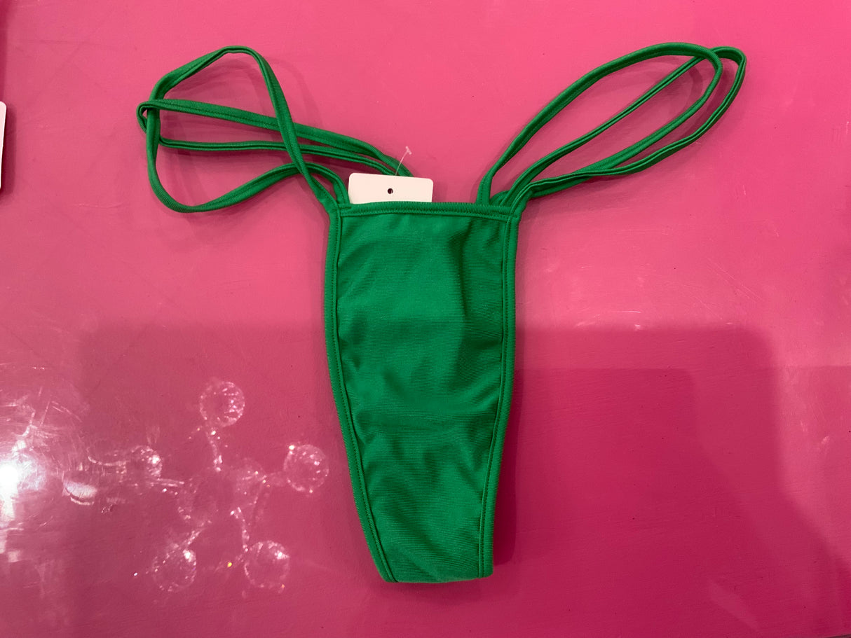 Green Double Strap Thong O/S