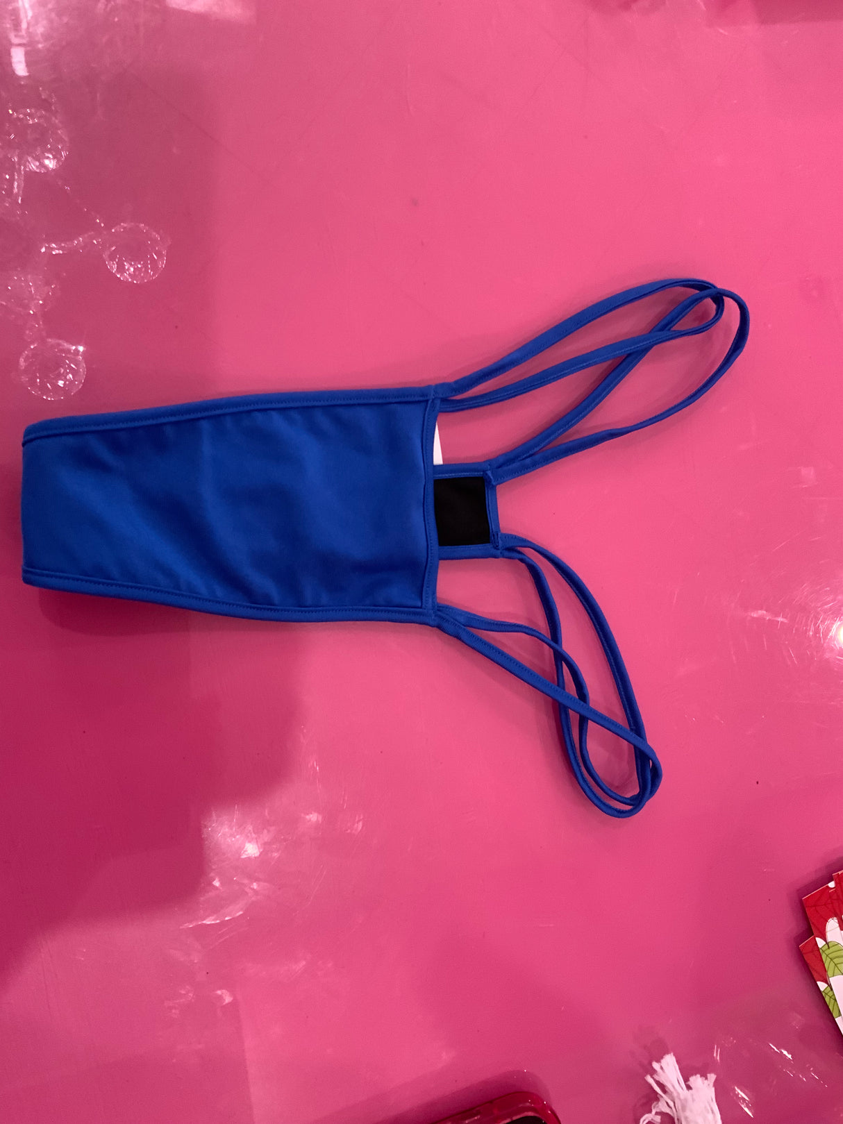 Dark Blue Double Strap Thong O/S