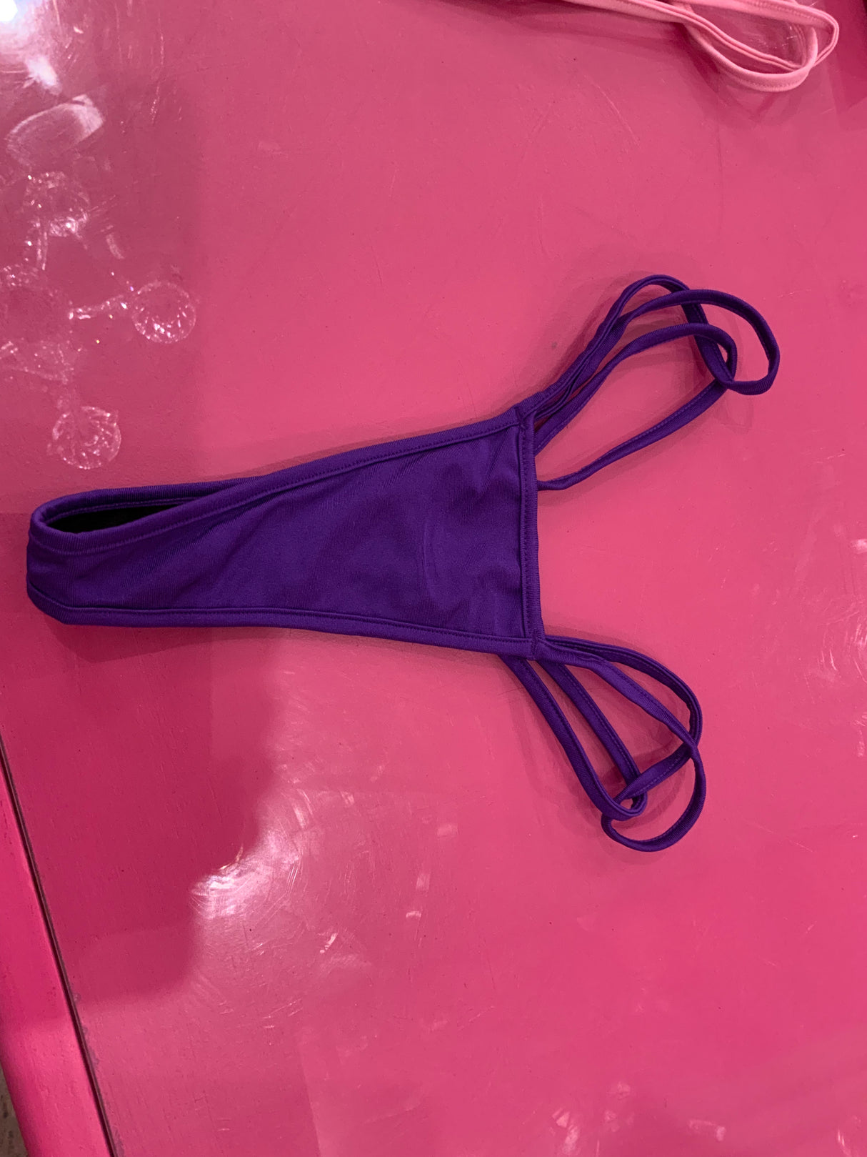 Purple Double Strap Thong O/S
