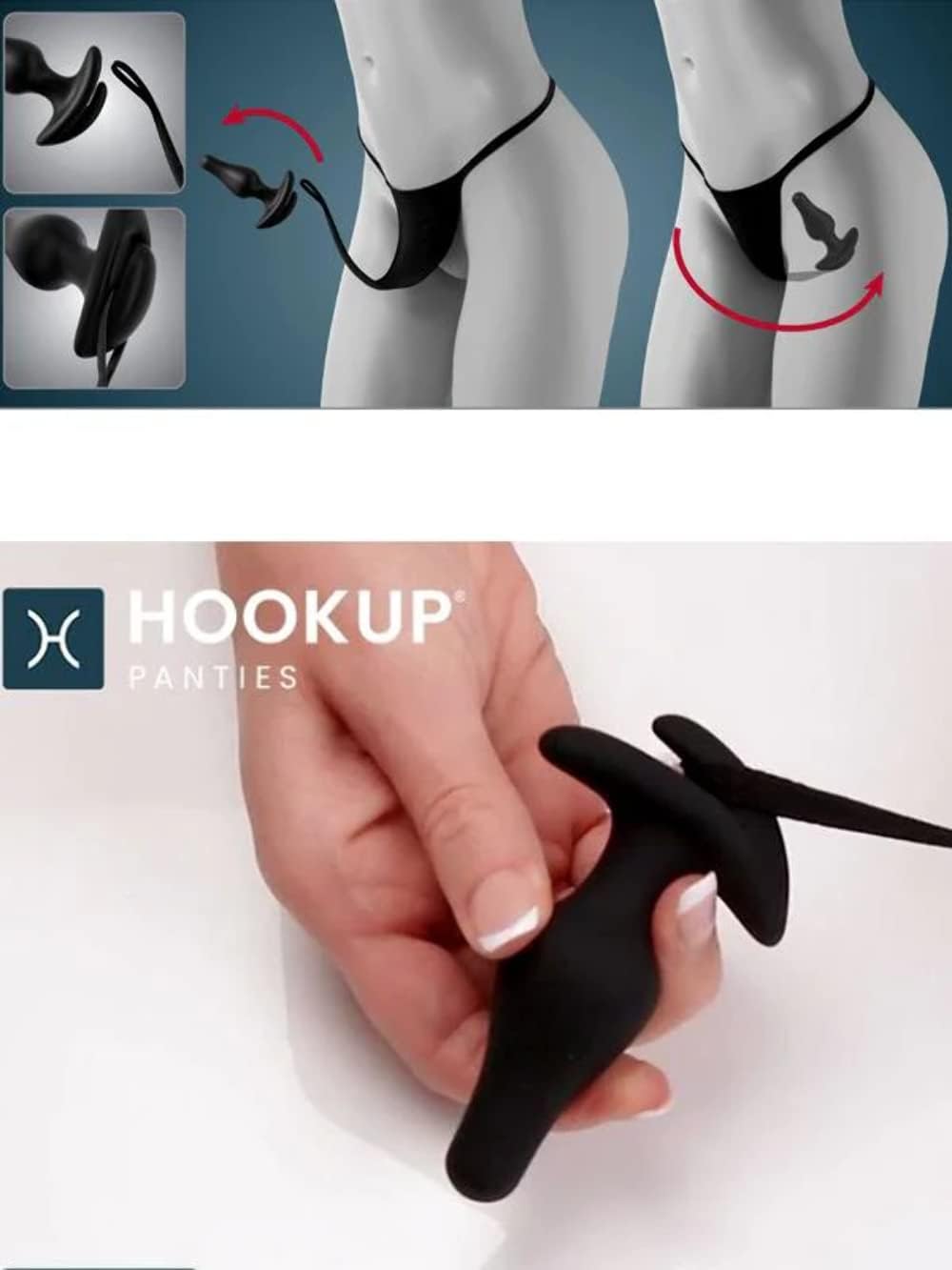 Hookup Panties Crotchless Love Garter w/ hookup butt plug XL-2X