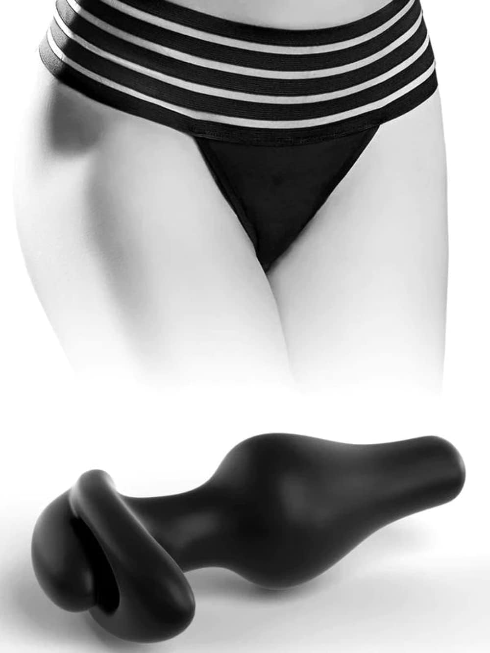 Hookup Panties Crotchless Love Garter w/ hookup butt plug XL-2X