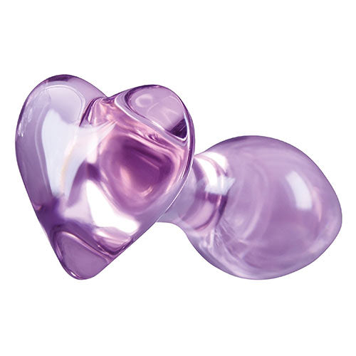 Crystal Purple Heart Glass Plug Small