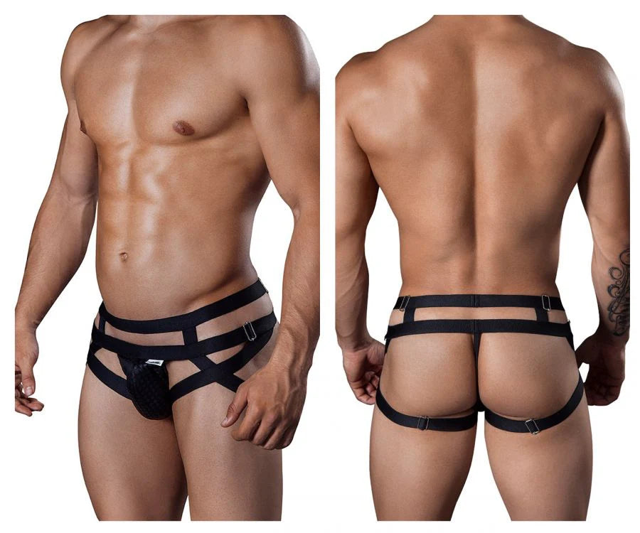CandyMan Black Polka dot jockstrap XL