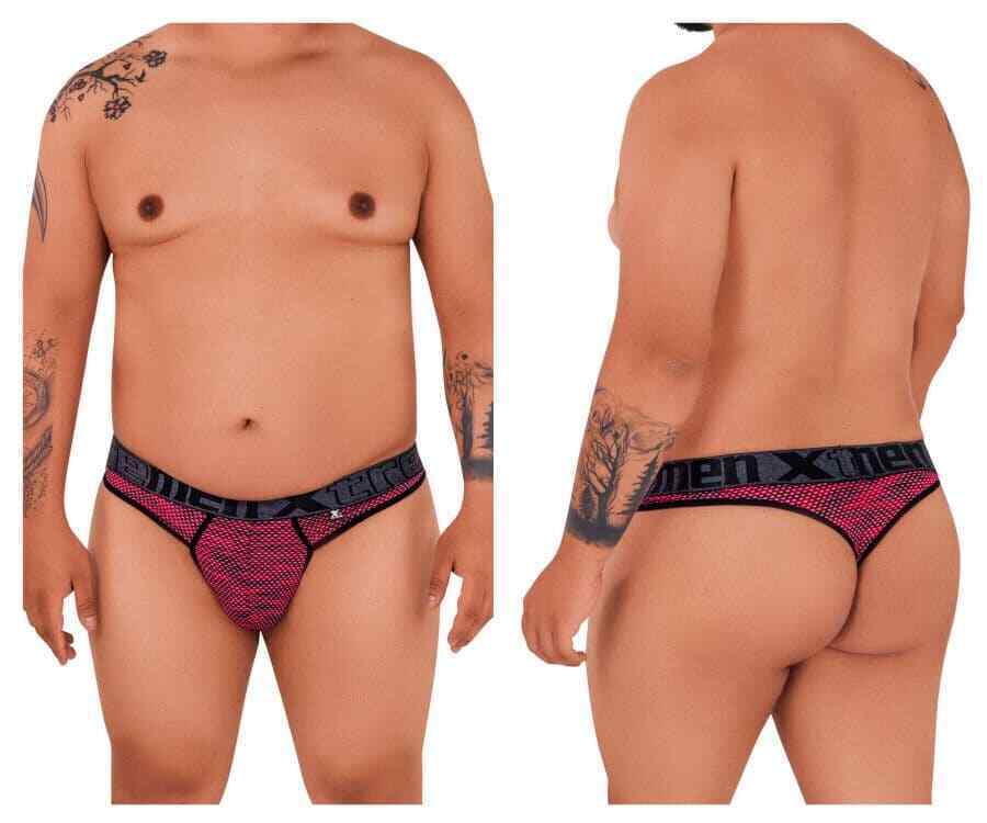 XTREMEN Red pattern Mens thong 2X/3x