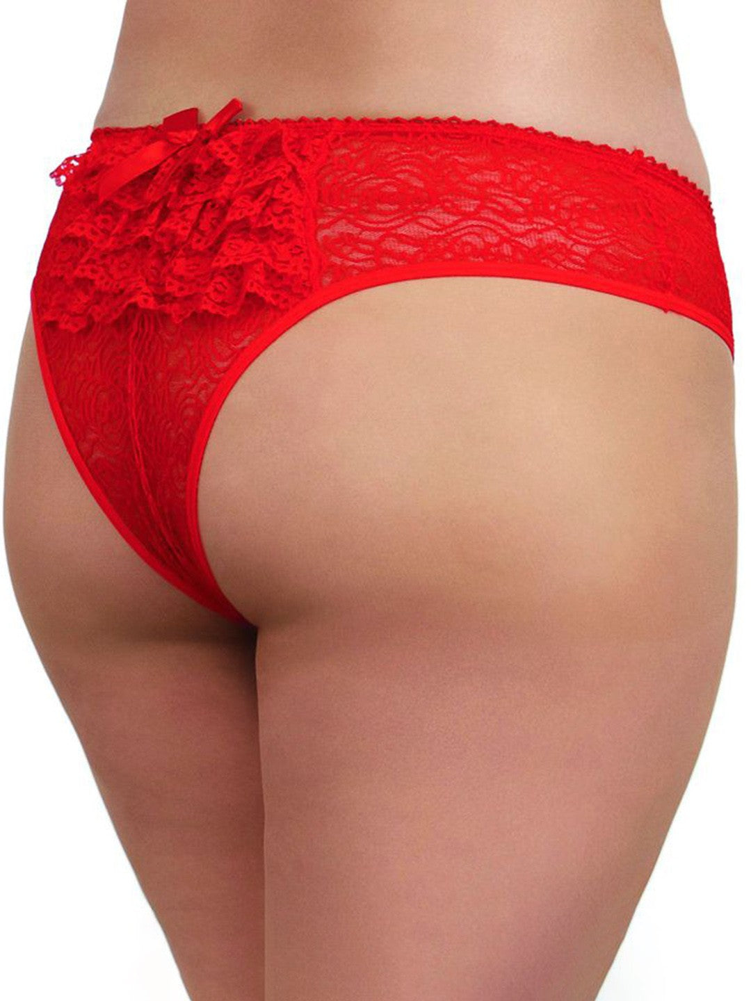 Dreamgirl ruffle back open crotch panty Small