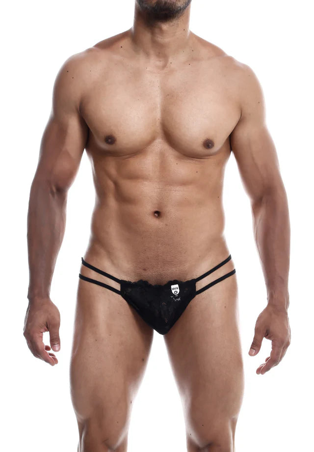 MOB Mens black thong open back L/XL