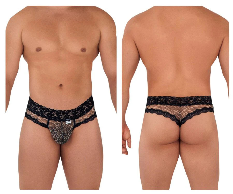 Candy man Mesh Nylon Snake Print Thong S/M