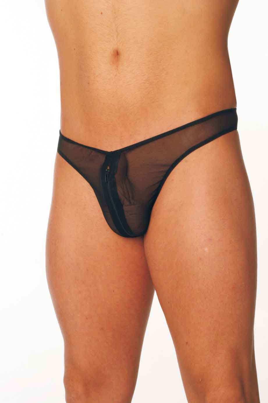 Fagioni Inc zip up mesh mens Thong RED O/S