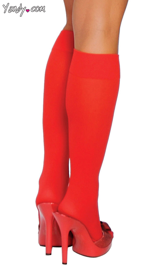 OPAQUE AKNEE HIGH STOCKINGS RED OS