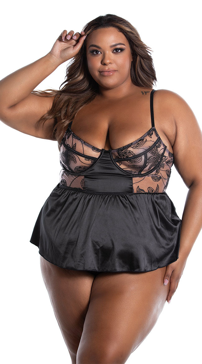 BLACK LILY BABYDOLL SET SIZE 1XL